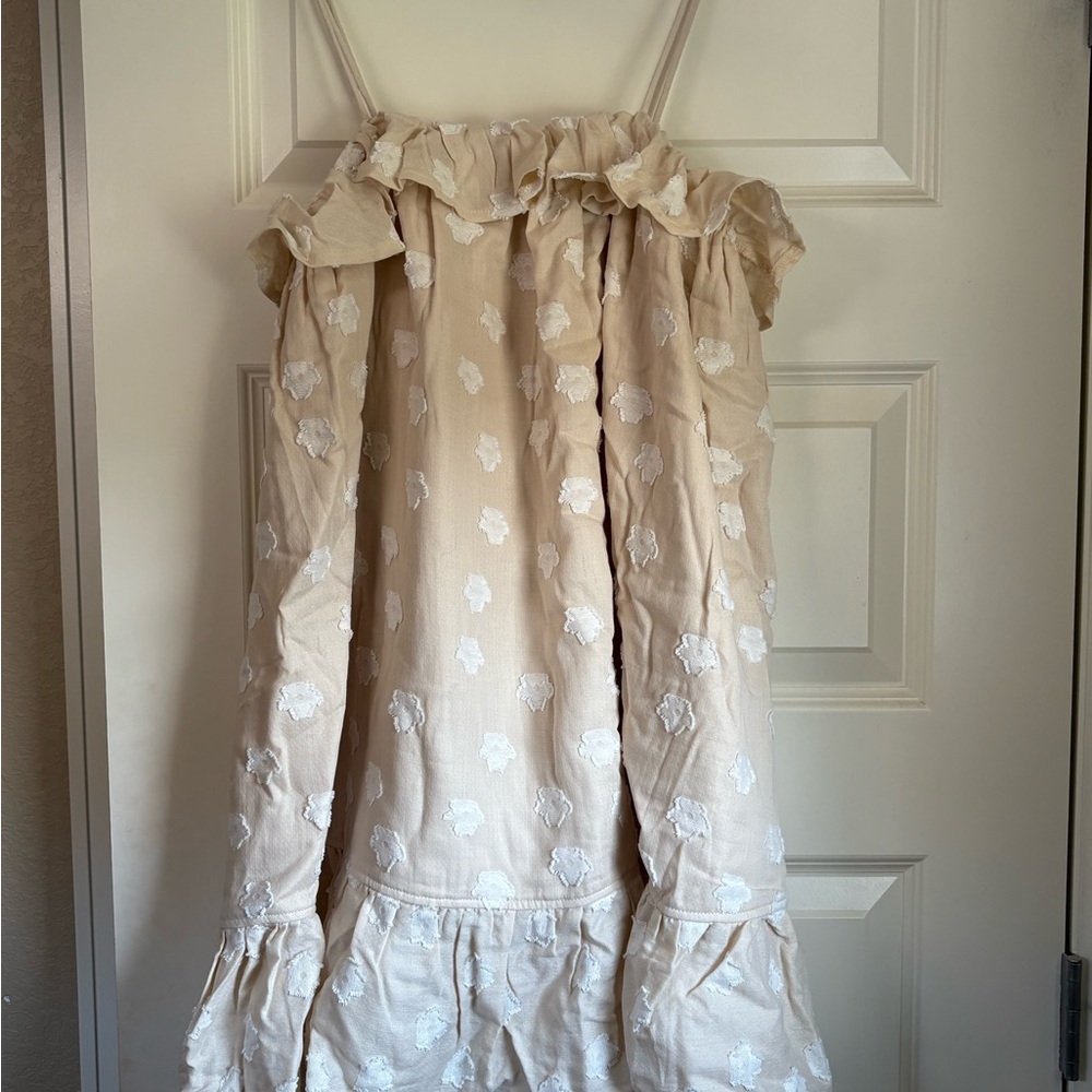 Pink Lily X Krista Horton Talk to the Sand Beige Floral Mini Dress
